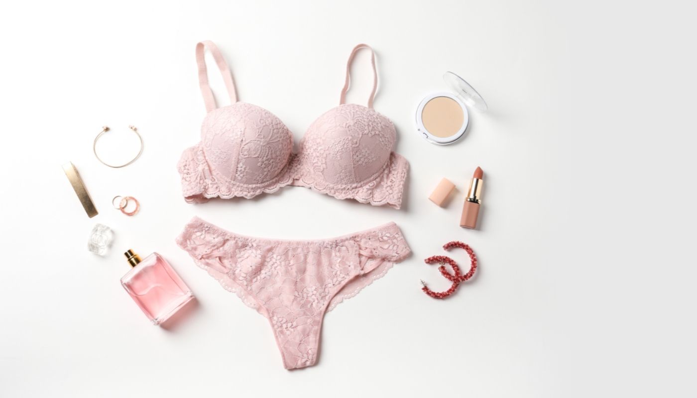 A bra with panty lipstick and some other things